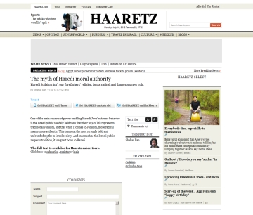 http://www.haaretz.com/the-myth-of-haredi-moral-authority.premium-1.450670