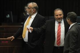 	Foreign Minister and Chairman of Yisrael Beiteinu Avigdor Lieberman and his party member David Rotem Chairman of the Knesset Constitution, Law and Justice Committee at the Knesset session, 20.07.2011. Photograph by: Miriam Alster, Flash 90.jpg