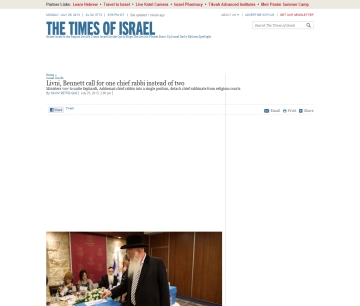 http://www.timesofisrael.com/livni-bennett-call-for-one-chief-rabbi-instead-of-two/