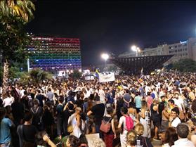 Demonstrators at the main demonstration in Rabin Square under the title, ''Demonstration of Equality for the Pride Community'', 2018, credit: Talmoryair