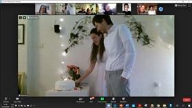 A wedding performed via videoconference, courtesy of Shira Hofesh and and Alex Kabishcher