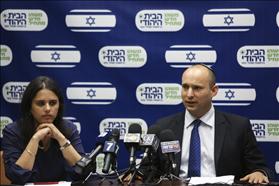 MK Ayelet Shaked from the Jewish Home Party with party chair Naftali Bennett